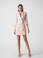 Satin collar and diamante shoulder detail blazer dress